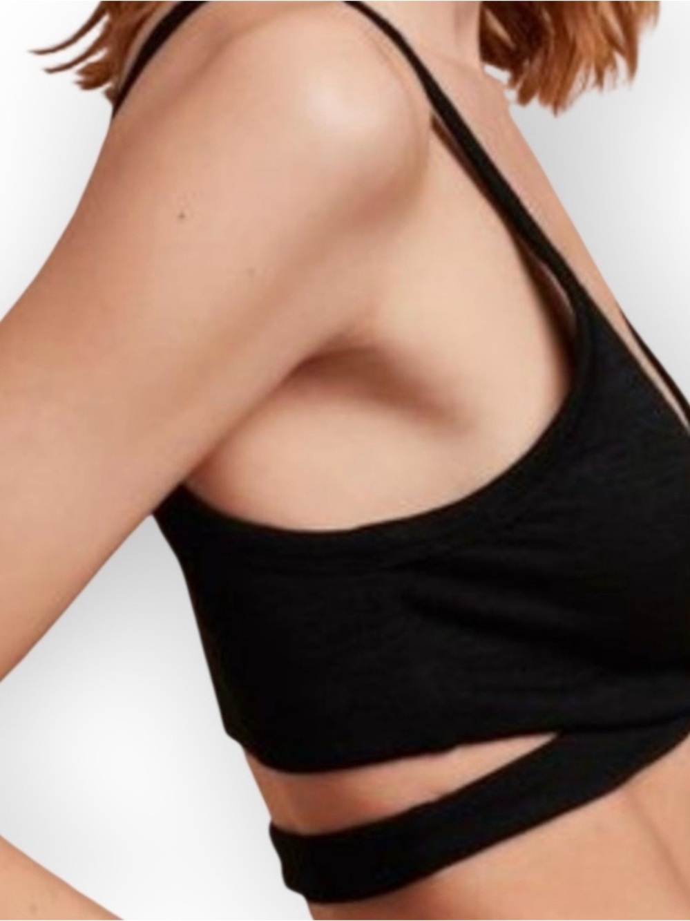 Aritzia WILFRED FREE Hamann Black Wrap Crop Tank Top - Picture 2 of 7